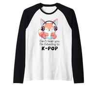 Cute Merch Fox Non riesce a sentirti, STO ascoltando KPOP Maglia con Maniche Raglan