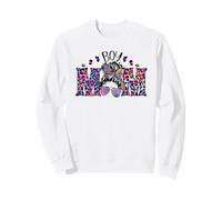 Cute Messy Bun Graphic Purple Leopard Mama for Blue Boy Mom Felpa