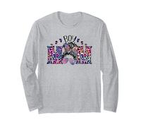 Cute Messy Bun Graphic Purple Leopard Mama for Blue Boy Mom Maglia a Manica