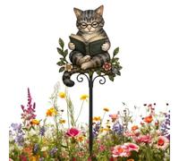 Cute Metal Reading Animal Garden Stakes Yard Ornament