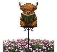 Cute Metal Reading Animal Garden Stakes Yard Ornament