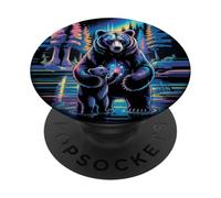 Cute Mom Bear Cub Grizzly Bears Wildlife Mountains Animal PopSockets PopGrip Adesivo