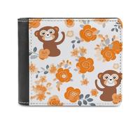 Cute Monkey - Portafoglio da uomo in pelle con due pieghe, sottile, porta carte di credito, Stile:, Taglia unica