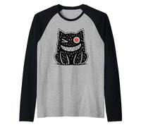 Cute Monster Cat Dark Spooky Gothic Creepy Unique Feline Maglia con Maniche Raglan