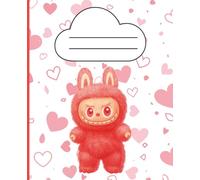 Cute Monster Notebook - Kawaii Aesthetic Journal with Love Hearts | Wide Lined, 120 Pages, 7.5" x 9.25"