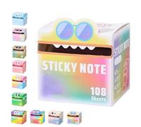 Cute Monster Pattern Sticky Note, 105pcs/Box Funny Pastel Animal It Notes, Self Adhesive Cartoon Notes Memo Pads, Notepads Stationery, Small to Do List, Office School Tab Supplies (H)