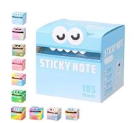 Cute Monster Pattern Sticky Note, 105pcs/Box Funny Pastel Animal It Notes, Self Adhesive Cartoon Notes Memo Pads, Notepads Stationery, Small to Do List, Office School Tab Supplies (B)