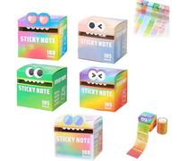 Cute Monster Pattern Sticky Note,105pcs/Box Funny Pastel Animal Notes,Creative Multi Purpose Self Adhesive Cartoon Sticky Note,Back To School Gift for Teachers & Students (5 color-A)