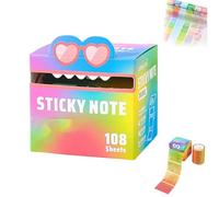 Cute Monster Pattern Sticky Note,105pcs/Box Funny Pastel Animal Notes,Creative Multi Purpose Self Adhesive Cartoon Sticky Note,Back To School Gift for Teachers & Students (E)