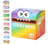 Cute Monster Pattern Sticky Note, Fun Pastel Pull-Out Self Adhesive Cartoon Memo Pads, 105 Sheets/Roll, Small to Do List, Office School Tab Supplies (Style A)