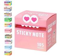 Cute Monster Pattern Sticky Note, Fun Pastel Pull-Out Self Adhesive Cartoon Memo Pads, 105 Sheets/Roll, Small to Do List, Office School Tab Supplies (Style E)
