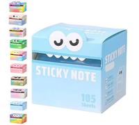 Cute Monster Pattern Sticky Note, Fun Pastel Pull-Out Self Adhesive Cartoon Memo Pads, 105 Sheets/Roll, Small to Do List, Office School Tab Supplies (Style B)