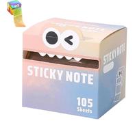 Cute Monster Pattern Sticky Notes 105 Sheets/Roll, Pearlescent Super Sticky Funny Pastel Animal Note Stickers, Notepads Stationery, Back to School Gift for Teachers & Students (1color J)