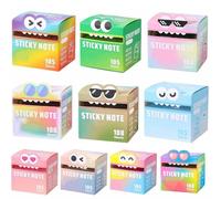 Cute Monster Pattern Sticky Notes 105 Sheets/Roll, Pearlescent Super Sticky Funny Pastel Animal Note Stickers, Notepads Stationery, Back to School Gift for Teachers & Students (10pcs)