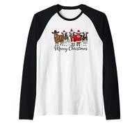 Cute Mooey Christmas Cow Maglia con Maniche Raglan