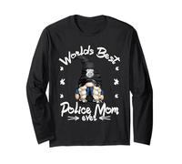 Cute Mother`s Day GNOME for Worlds Best Police Mom Ever Maglia a Manica