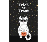 Cute Mummy Cat Halloween Notebook - 100 Lined Pages, 6x9 Trick or Treat Journal with Pumpkin Cat Interior, Spooky Star Pattern, Fun Gift for Kids, Cat Lovers