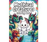 Cute Mythical Creatures Coloring Book: Fun and Easy Coloring Pages of Unicorns, Dragons, Kitsune, Garuda and More for Kids and Adults