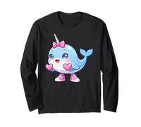 Cute Narwhal Coquette Bow Retro Narwhal Kids Girls Maglia a Manica