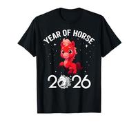 Cute New Year 2026 Fun Year of Horse Red- for Kid Girl Boy Maglietta