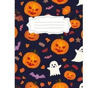 CUTE NOTEBOOK WITH AN ORANGE BACKGROUND WITH A HALLOWEEN MOTIF: 8.5x11 | 100 lined white pages | matte cover