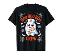 Cute Nurse Ghost Boo Crew Spooky Halloween Nurse Design Maglietta