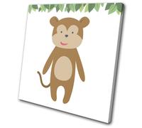 Cute Nursery Kids Room Jungle Animals SINGLE TELA parete arte foto stampa