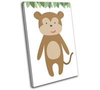 Cute Nursery Kids Room Jungle Animals SINGLE TELA parete arte foto stampa