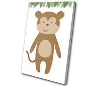 Cute Nursery Kids Room Jungle Animals SINGLE TELA parete arte foto stampa
