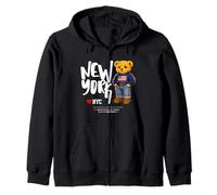 Cute NYC Teddy Bear- Cool USA New York Teddy Bear Cartoon Felpa con Cappuccio