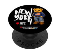 Cute NYC Teddy Bear- Cool USA New York Teddy Bear Cartoon PopSockets PopGrip Adesivo