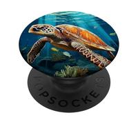 Cute Ocean Turtle Coral Fish Reef PopSockets PopGrip Adesivo