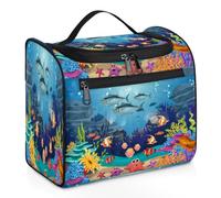 Cute Ocean Underwater World Travel Makeup Bag per donne uomini ragazze ragazzi, 11,2 L Toiletry Wash Pouch Bag Hanging Toiletries Cosmetic Organizer Shower Bags, Colore, XL, Organizer per borse