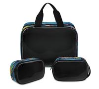 Cute Ocean Underwater World, trousse per trucco per donne e uomini, borsa per cosmetici traslucida, borsa da doccia, 3 pezzi da viaggio per articoli da toeletta organizer per cosmetici, Colore, XL,