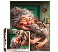 Cute Old Woman and Cat Jigsaw Puzzles 1000 pezzi per adulti vecchia donna con capelli bianchi e occhiali intellettuali decomprimere divertimento famiglia gioco unico casa Decor Gifts stress sollievo