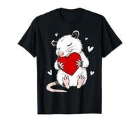 Cute Opossum Holding Heart Valentine Love Graphic Maglietta