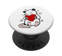 Cute Opossum Holding Heart Valentine Love Graphic PopSockets PopGrip Adesivo