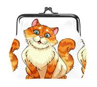 Cute Orange Cat Kitty Pattern Portamonete Kiss Lock Change Purse Vintage Trinkets Pouch