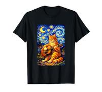 Cute Orange Cat Playing Guitar Art Guitarist Music Camping Maglietta