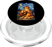 Cute Orange Cat Playing Guitar Art Guitarist Music Camping PopSockets PopGrip per MagSafe