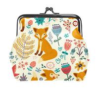 Cute Orange Fox Flower Bird Portamonete Portafogli Vintage Pouch Borse per regalo