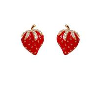 Cute orecchini alla fragola postale per donne cristalli di orecchini da frutto piccoli stallone rosso smalto rosso frutti di frutta di gioielli fragole cartilagine regali tragus regali nipote nipote