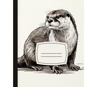 Cute Otter Composition Notebook: A Black and White Ink Wash Animal Journal | Wildlife Nature Notebook for Kids, Students, and Otter Lovers