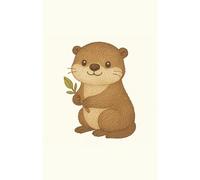 Cute Otter: Daily planner featuring a cute embroidered otter holding a branch - perfect for joyful, nature-loving planning.