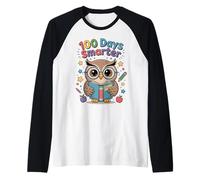 Cute Owl 100 Days of School Smarter Milestone Maglia con Maniche Raglan