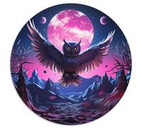 Cute Owl 1000 Pieces Circle Jigsaw Puzzles for 5+ Year Olds Animal Puzzle Unique Color Challenge 1000pcs (67.5x67.5cm)