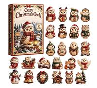 Cute Owl Christmas Countdown Calendar - 24 Day 2D Acrylic Decor | Cute 2D Acrylic Owl Figures For Holiday Countdown Decor, Party Favors And Displays On Tables, Shelves, Bookshelves, Windowsil