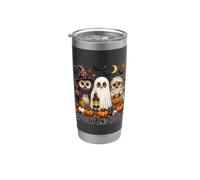 Cute Owl Halloween Witch Ghost Mummy Pumpkin Owl Lovers Bicchiere termico in acciaio inox doppia parete