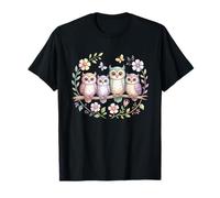 Cute Owl Lover Floral Butterfly Nature Bird Lover Maglietta