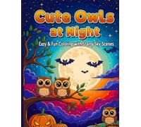 Cute Owls at Night: Easy & Fun Coloring with Starry Sky Scenes